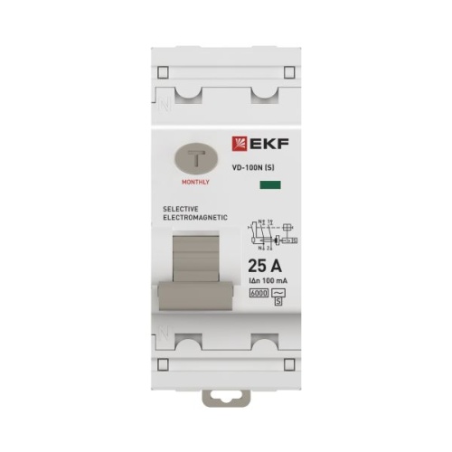 Выключатель дифференциального тока ВД-100N (S) 2P 25А 100мА AC эл-мех 6кА PROXIMA EKF | код E1026MS25100 | EKF фото 5