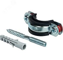 Хомут для труб, комплект хомут+шпилька шуруп +дюбель пластиковый 4(107-11) | код SAC-0020-100004 | STOUT