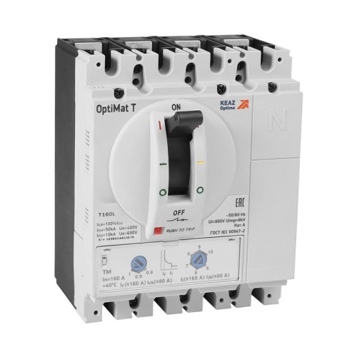 Выключатель автоматический OptiMat T160L TM 160A 3P | код 355731 | КЭАЗ