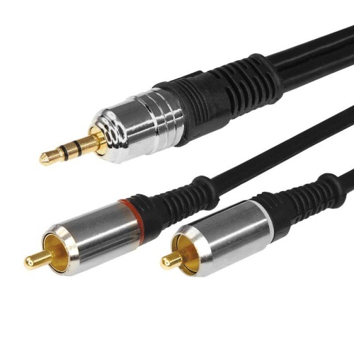 Шнур 3.5 Stereo Plug - 2RCA Plug 3м (GOLD) металл | код 17-4224 | Rexant