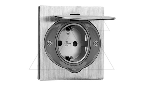 Розетка встраиваемая 2P+E, со шторками, IP44, 3680вт, нержавеющая сталь | код OR-AE-1397-I | ORNO Розетка встраиваемая 2P+E, со шторками, IP44, 3680вт, нержавеющая сталь | код OR-AE-1397-I | ORNO