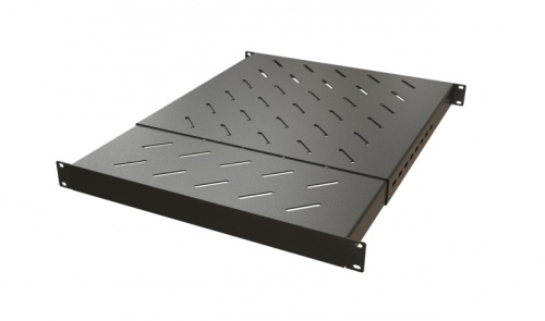 Hyperline TSD3M-1U-405/700-RAL9005 Полка c 19 креплением, раздвижная, 1U, с регулируемой глубиной установки от 405 мм до 700 мм, нагрузка до 180 кг, для установки в шкафы глубиной 600-800 мм, цвет черный | код 443447 | Hyperline