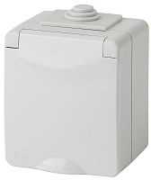 Розетка 1-м ОП Эра Эксперт 11-2602-03 16А IP65 250В 2P+E защ. шторки сер. | Код. Б0035990 | ЭРА