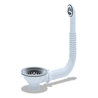 Перелив для мойки 3 1/2' гибкий с круглым вертикальным корпусом | код N320S | АНИ пласт