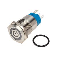 Кнопка антивандальная 16 250В Б/Фикс (5с) OFF-(ON) / ON-(OFF) плоская подсв/красная POWER REXANT | код 36-3243 | REXANT