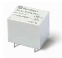 Миниатюрное электромеханическое реле, монтаж на печатную плату, формат кубик сахара , 1CO 10A, Контакты AgSnO2, катушка 9В DС, влагозащита RTIII | код 361190094011 | FINDER