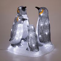 Акриловая светодиодная фигура Семья пингвинов 40х33х36 см, 80 светодиодов, IP65, понижающий трансформатор в комплекте NEON-NIGHT | код 513-202 | NEON-NIGHT