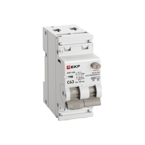 Автоматический выключатель дифференциального тока селективный АВДТ-63N (S) 1P+N 63А 100мА характеристика C тип AC электромеханический 6кА PROXIMA EKF | код D63N26MS63C100 | EKF фото 3 Автоматический выключатель дифференциального тока селективный АВДТ-63N (S) 1P+N 63А 100мА характеристика C тип AC электромеханический 6кА PROXIMA EKF | код D63N26MS63C100 | EKF фото 3