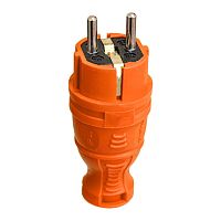 Вилка прямая с заземл. IP44 каучук оранж. TOKOV | код TKE-C10-KV-Z | TOKOV ELECTRIC