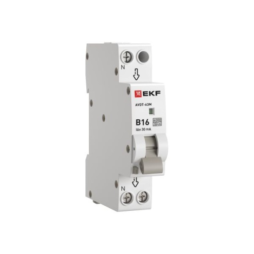 Дифференциальный автомат АВДТ-63М 16А/30мА (1мод, хар, B, электронный, тип A) 6кА PROxima | код D636EA16B30 | EKF фото 2
