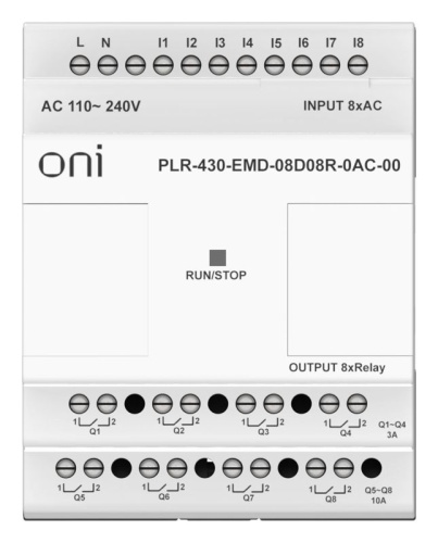Модуль расширения входов выходов 8 DI 8 RO 220В AC | код PLR-430-EMD-08D08R-0AC-00 | ONI