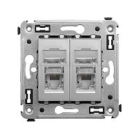 Компьютерная розетка RJ-45 в стену, кат.6 двойная экранированная Avanti, Закаленная сталь | код 4404394 | DKC