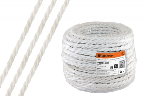 Ретро провод Эко 3х1.5 витой ГОСТ белый (бухта 50м) | код SQ2801-0103 | РЭМЗ ТМ