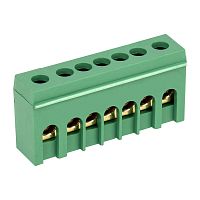 Шина PE земля в корпусном зеленом изоляторе на DIN-рейку 6x9 мм 7 групп REXANT | код 11-2321 | REXANT