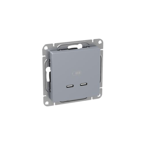 Эпика Механизм розетки USB-C - 2шт алюминий EKF | код UP1-SOA-2USBC | EKF фото 2