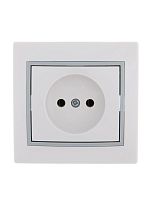 Розетка 1-м СП Мира 16А IP20 без заземл. с сер. вставкой керамика бел. LEZARD 701-0215-121