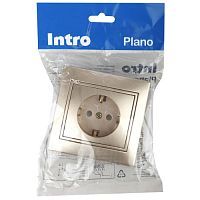 Розетка Intro Plano 1-201-04 без заземления 2P, 16А-250В, IP20, СУ, шампань | код Б0053865 | ЭРА