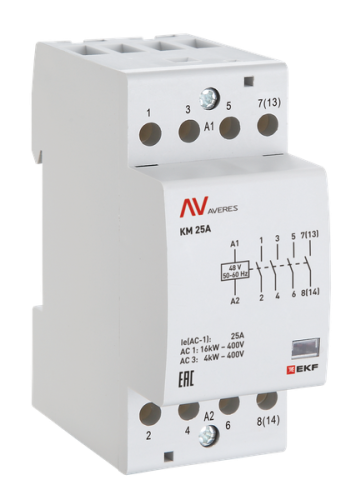 Контактор модульный КМ 40А 2NC 24VAC (2 мод.) AVERES EKF | код km-av-2-40-02-24V | EKF