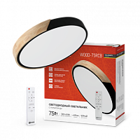 Светильник сд SCANDY WOOD-75RCB 75Вт 230В 3000-6500K 6000Лм 400x50мм с пультом ДУ черный IN HOME | код 4690612047140 | IN HOME