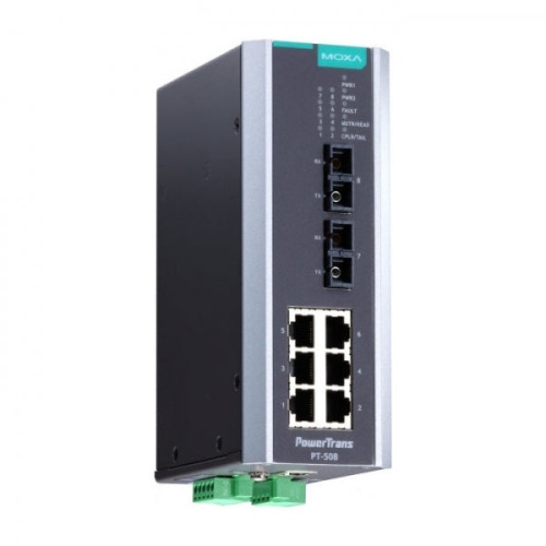 Коммутатор PT-508-SS-SC-24 IEC 61850-3 Ethernet switch, 6 10/100BaseT(X), 2 100BaseFX single-mode, SC, 1 x 24 VDC, -40~85C | код 00-06060680 | MOXA