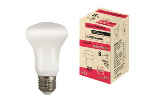 Лампа светодиодная R63 - 8 Вт-230 В -3000 К–E27 Народная | код SQ0340-0140 | TDM НАРОДНЫЙ