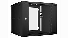 Cabeus WSC-05D-9U55/45-BK Шкаф телекоммуникационный настенный 19 9U, серия LIGHT разборный, дверь стекло, цвет черный | код 10176c | Cabeus