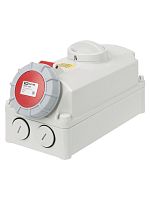 Розетка настенная, с выключателем и блокировкой IP67 16А 3Р+РЕ 380В TDM | код SQ0611-0065 | TDM