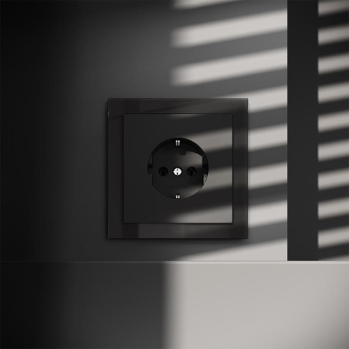 Розетка 1-м СП S70 16А с заземл. механизм черн. матов. Voltum VLS040108 фото 2