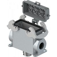 Закрытое основание разъема REVOS, Size 16H, с уплотнителем, без защелок, с защитной крышкой, 1 кабельный ввод IP54 M25x1,5, с нижним расположением, материал корпуса: алюминиевый сплав | код 73.343.4035.0 | Wieland