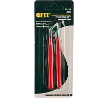 Пинцеты набор 2 шт с ПВХ ручкой | код 67435 | FIT