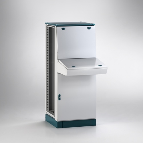 Панель передняя для пульта ENUX 1400x600мм (ВxШ) с дверями и 2 передними стойками, RAL7035, IP55 | код EUAL-060140 | ETA