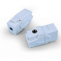 Вставка формата Keystone Jack с проходным адаптером TRS 3.5 мм gold plated ROHS белая, Hyperline KJ1-TRS-D3.5G-WH | код 247761 | Hyperline