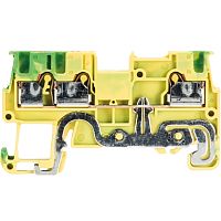 Заземляющая клемма, 3 точки подключения, тип фиксации провода: push-in, номинальное сечение: 1,5 мм кв., 17,5A, 500V, ширина: 3,5 мм, цвет: желто-зеленый, тип монтажа: DIN 35 | код 56.202.9355.0 | Wieland