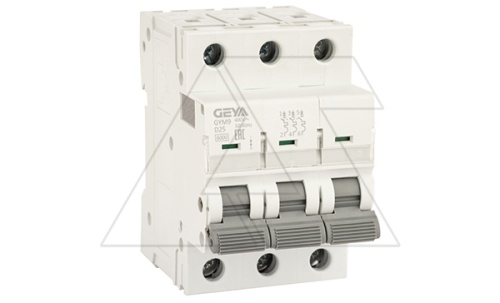 Авт. выключатель GYM9-3P-25D, 3P, 25A, хар-ка D, 6kA, 3M | код GYM93P25D | GEYA