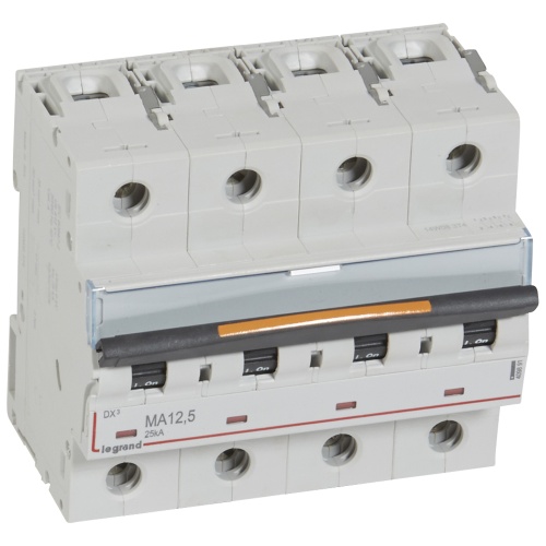 Автоматический выключатель DX³ MA - 25 кА - тип характеристики MA - 4П - 400 В~ - 12,5 А - 6 модулей | код 409891 |  Legrand 