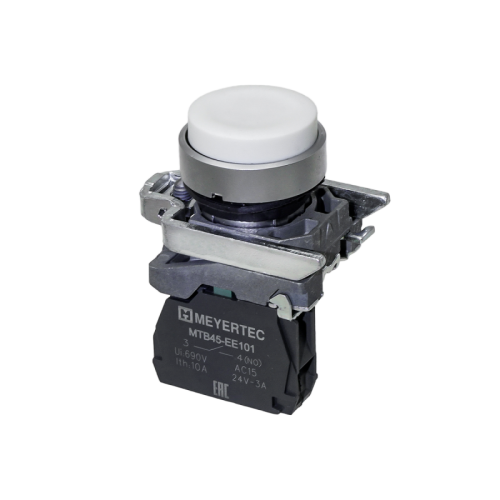 Кнопка выступающая белая, 1NO, IP65, металл MTB4-BL11 | код 137129 | MEYERTEC