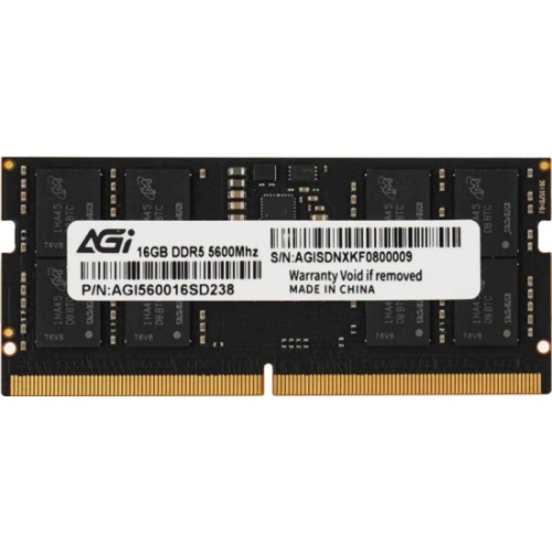 Память DDR5 16GB 5600MHz AGi AGI560016SD238 RTL PC5-44800 CL40 SO-DIMM 262-pin 1.1В single rank Ret | код 2032850 | AGI