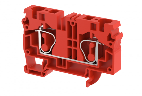 Клемма проходная пружинная 10 мм2, на 2 подключения, красная SQ10-RED | код 2105010002 | Elmex