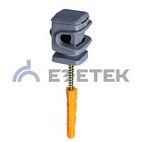 Держатель проводника круглого 6-8 мм серый, высота 16 мм, пластик с дюбелем 38 мм | код 70038 | ЕЗЕТЕК