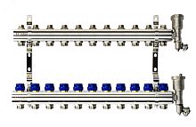 Коллекторная группа FHF-11R set 11 контуров 1' х 3/4' c воздухоотводчиками и кронштейнами | код 088U0711R | Ридан