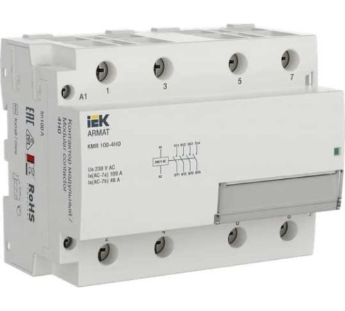 ARMAT Контактор модульный KMR 100А 230В AC 4НО IEK | код AR-KMR10-100-40-230 | IEK