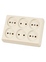 Розетка шестиместная 2П открытой установки IP20 10А сл. кость Ладога TDM | код SQ1801-0244 | TDM