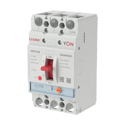 Авт. выкл. YON MGS125 3P 20-25A 18kA | код MGS125B-3TAMF0025 | DKC