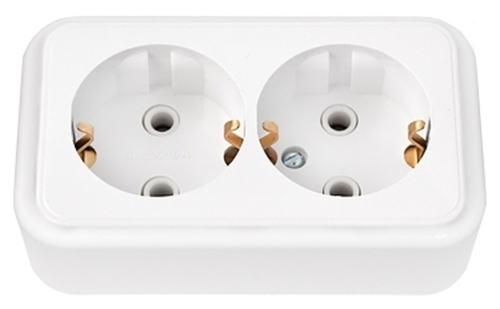 Беларусь Розетка двойная наружная с заземлением (РА16-250) | код Розетка РА16-250 | БелТИЗ