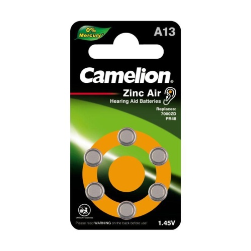 Элемент питания ZA13 Mercury Free A13-BP6 (0%Hg) 1.4В 280мА.ч для слуховых аппаратов BL-6 (блист.6шт) Camelion 12824 фото 2