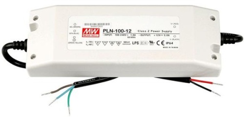 Источник питания AC-DC, 96Вт, IP64, вход 90…264В AC, 47…63Гц , ККМ, выход 20В рег.-15%/4,8A, рег. 3...-25%, изоляция 4250В AC, в кожухе 200х70,5х35мм, -30…+50С | код PLN-100-20 | MeanWell