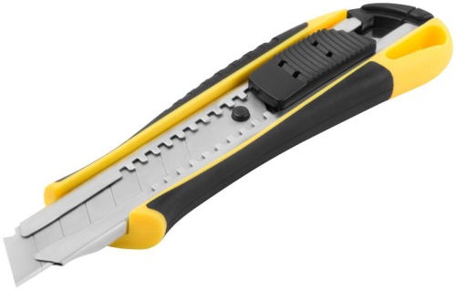 Нож технический 18 мм усиленный прорезиненный, 2-х сторонняя автофиксация | код 10247 | FIT фото 2