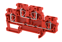Клемма проходная пружинная 4 мм2,двухуровневая, на 2 подключения, красная SQ4-2T-RED | код 2103020002 | Elmex