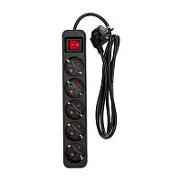 Удлинитель STANDARD 5 гнезд, 1,5м, 3х1,0мм?, с/з, с выключателем, черный REXANT | код 13-4037 | REXANT