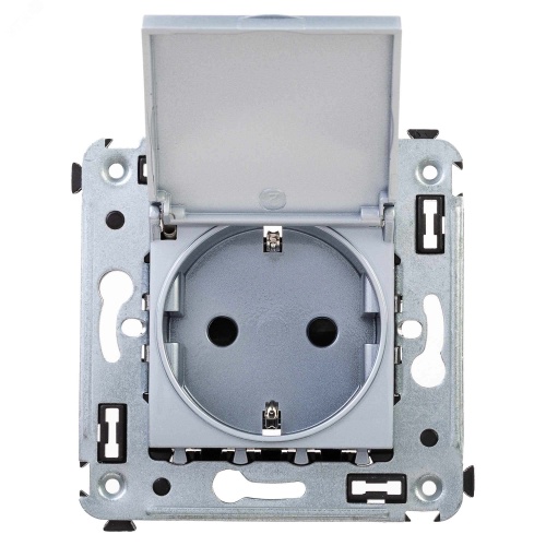 Avanti Розетка с крышкой в стену 2P+E с з/ш Закаленная сталь | код 4404013 | DKC